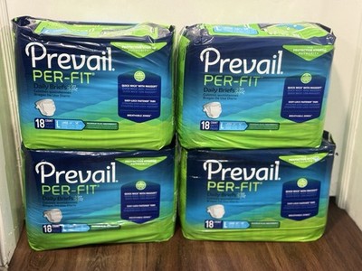 Prevail Per-fit Daily Briefs Maximum Plus Absorbency LARGE- 72 Count (Pack of 4)