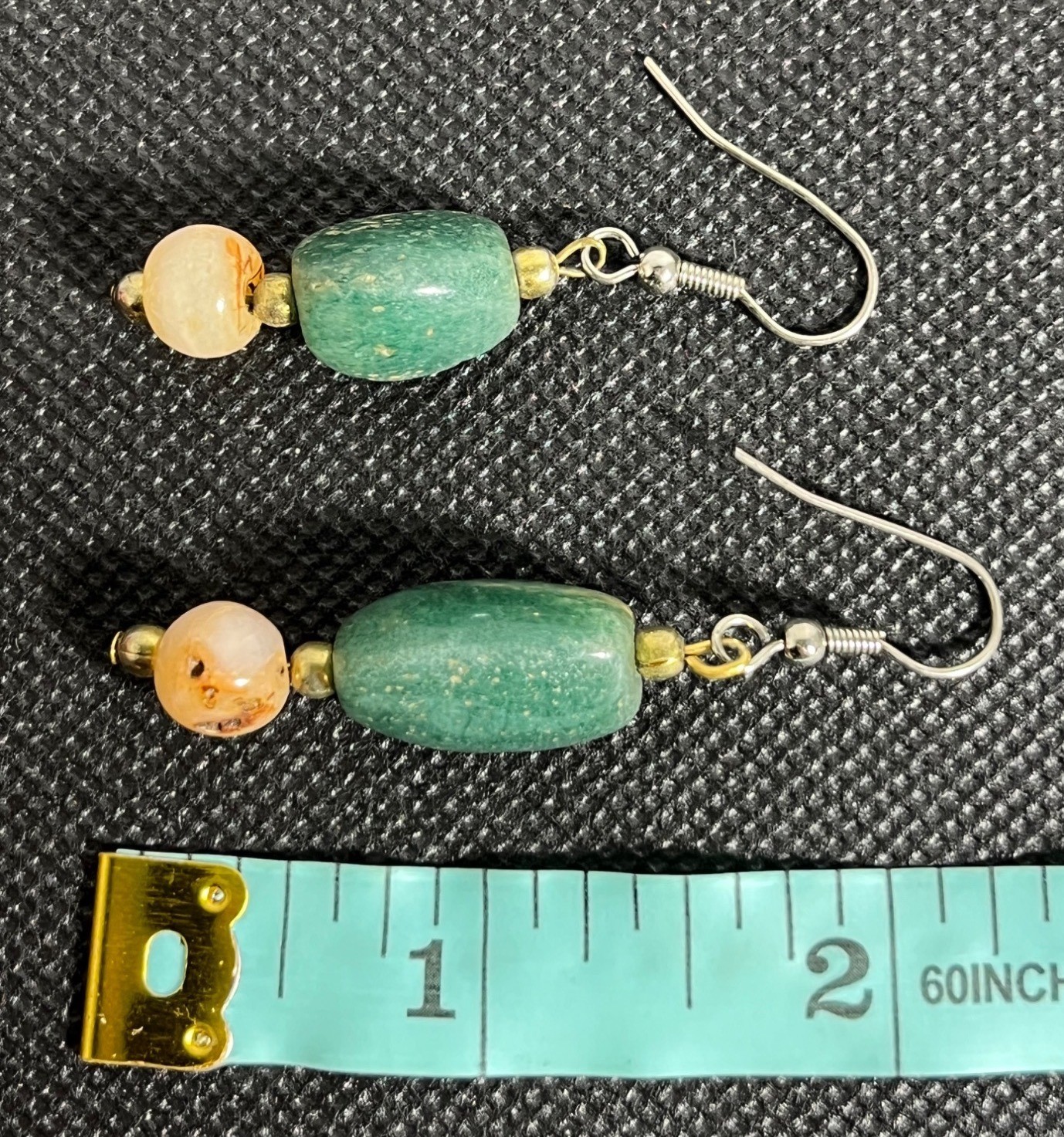 Amazonite & White Chalcedony Dangle Earrings Natu… - image 5