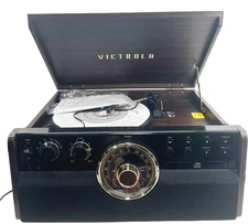Victrola VTA-370B 7-in-1 Wood Bluetooth Retro 3-speed Record Player