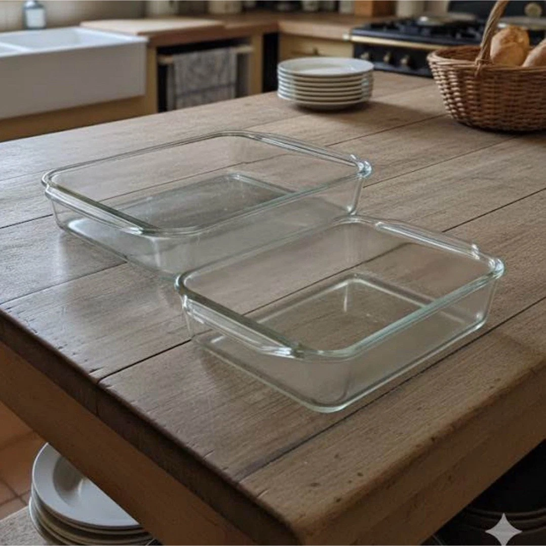 VTG Fire-King 409 & Pyrex 231 Clear Glass Oven Safe Pan Set, 2PC Baking Dish
