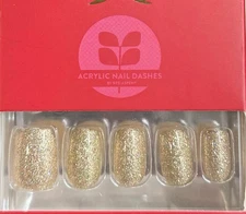 Red Aspen Short Squoval Acrylic Gold Glitter Hannah's Lessons in Gratitude✨