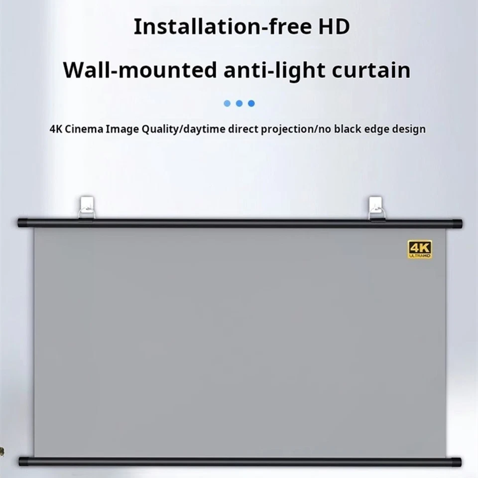 Pantalla de proyector de 120 pulgadas tela de spandex mate 16:9 aspecto cine en casa película 3D Foto 4 de 4