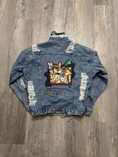 Vintage 90s Cartoon Network Mens M Hannah Barbara Denim Jean Jacket Distressed  