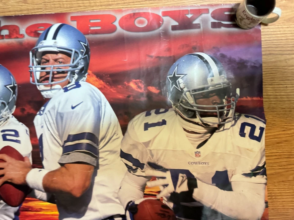 Póster vintage 1996 NFL Dallas Cowboys The Boys Emmitt Smith Troy Aikman Sanders Foto 3 de 4