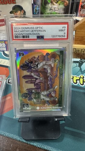 2024 Panini Donruss Optic Downtown Duos McCarthy Jefferson #9 Rookie PSA 9 (b)