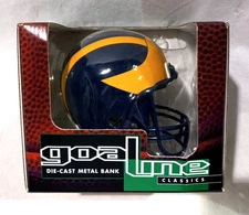 UM MICHIGAN - 1996 GOALINE CLASSICS  DIECAST METAL HELMET BANK - NEW IN BOX