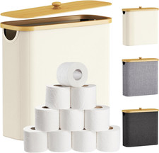 Toilet Paper Storage Holder, Extra Large Stand Basket, 30L, White  12 to 16 Rol