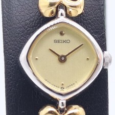 Good condition Working Seiko 1E20 5280 QZ Gold Dial Ladies Wristwatch 2000000 NS