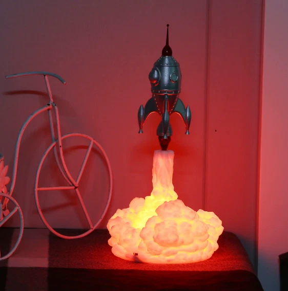 3D-ракета ночник — светящаяся лунная лампа с дышащим светодиодом классный космический детский подарок - Изображение 3 из 4