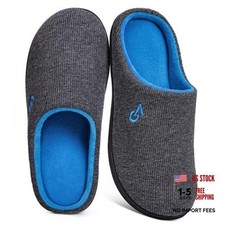 Men's Two-Tone Memory Foam House Slippers Indoor Outdoor 11-12 Dark Gray/Blue