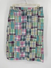 Bamboo Traders Madras Patchwork Skirt Size 8 Waist 29 Classic Preppy Cottagecore