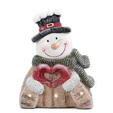 Leekung Snowman Statue with LED Lights Christmas Decor Frosty Holiday Figurin...