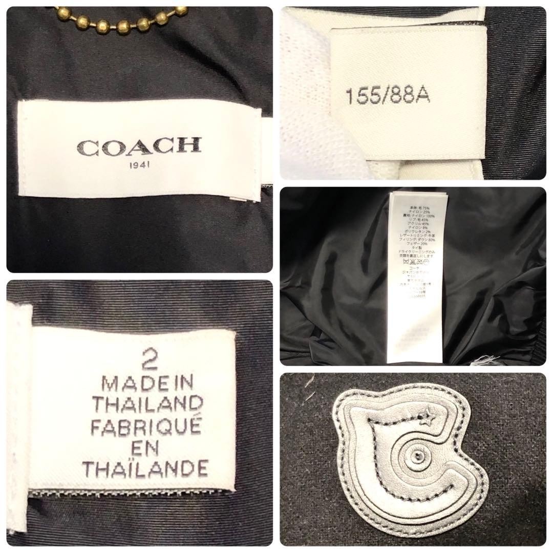 COACH Down Jacket C Patch Wool Black S Authentic - image 8