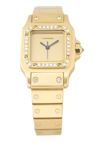 Cartier Gold Diamond Santos Carrée 2960 24mm - WGACA
