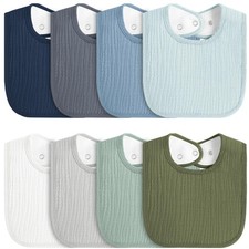 8-Pack Baby Muslin Bibs, Soft Cotton Drool Bibs for Boys Girls, Adjustable an...