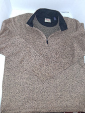 Wrangler Authentics Men's Heathered Beige Knit 1/4 Zip Mock Neck Sweater M