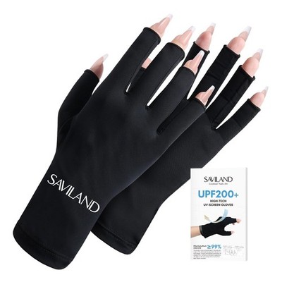 SAVILAND UV Gloves for Nails: Professional UPF200+ Fingerless UV Light Gloves