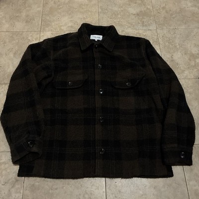 Global Work Japanese Brand Polyester Fleece Shirts Jacket L Size Mens Plaid