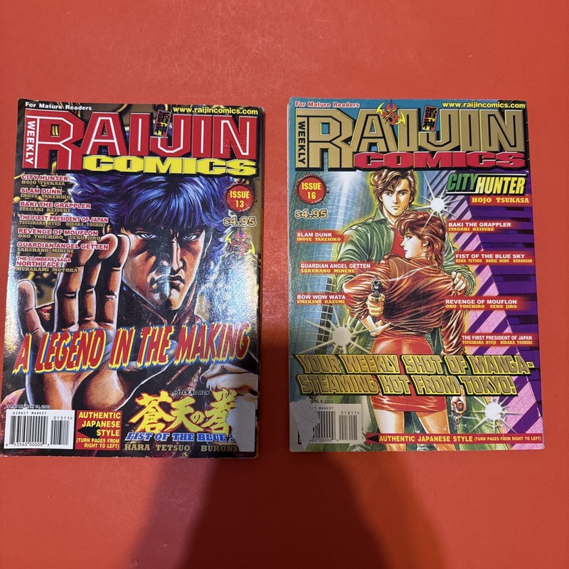 Lot of 2 Raijin Comics Manga Issue 13 , 16 Used
