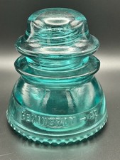Aqua (Blue/Green) Hemingray 42 Electrical Glass Insulator - Made in USA