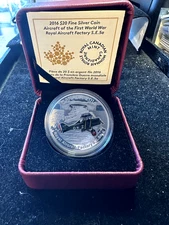 2016  RCM $20 WW1 Aircraft; ROYAL AIRCRAFT FACTORY 1.02 Tr oz  99.99 Silver Coin
