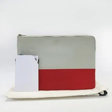 Celine 104233AFF.29JB red ivory two-tone leather clutch