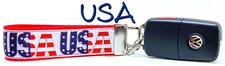 USA Key Fob Wristlet Keychain 1"wide Zipper pull Camera strap handmade