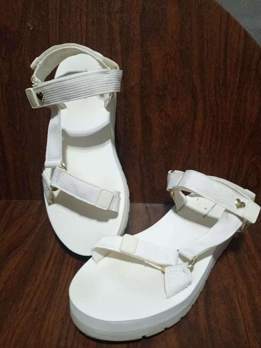 Hook And Loop Sandals, WHITE