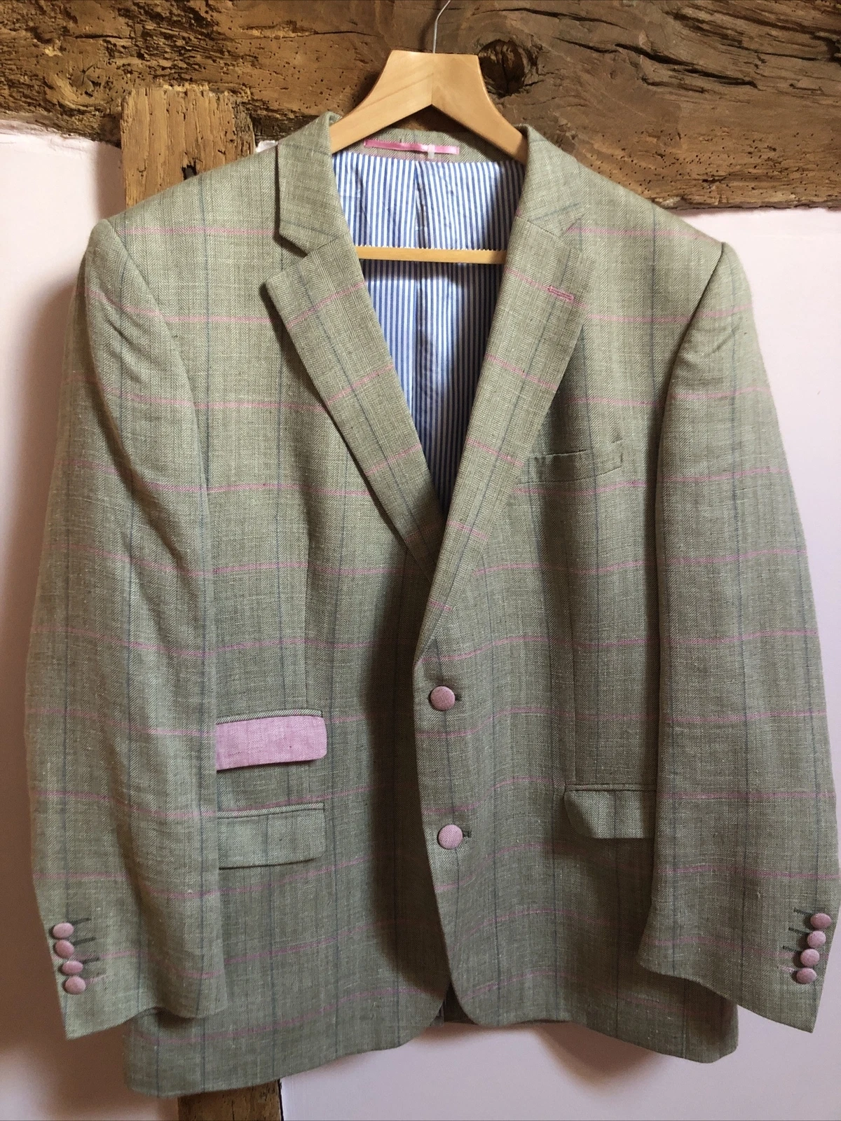 Reid & Taylor Window Pane Check Wool/silk Blazer 44S