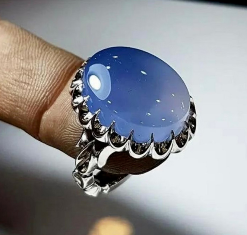 Anillo de ágata natural para hombre yemení Aqeeq anillo de plata esterlina 925 piedra ágata