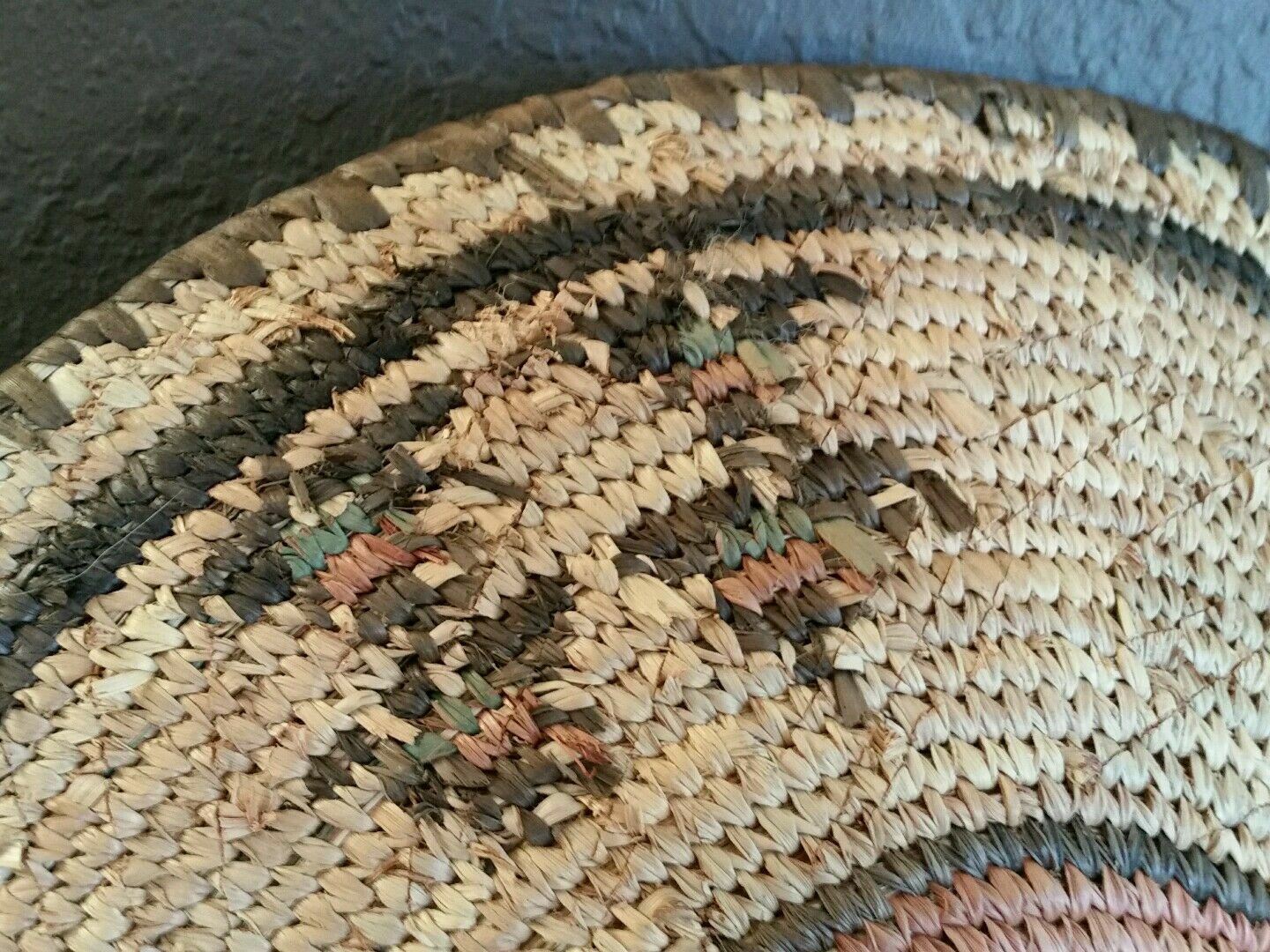 Beautiful Antique 13in African Intricate Woven Basket 