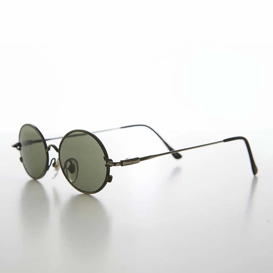 Gafas de sol ovaladas de metal años 90 vintage Gunmetal/lente verde - Greco Foto 2 de 3
