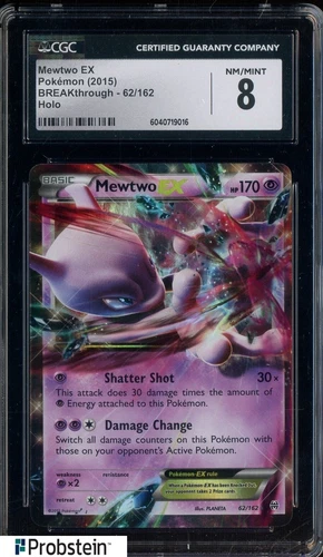 2015 Pokemon Breakthrough #62/162 Mewtwo Ex Holo CGC 8 NM-MT