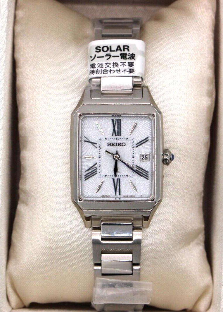 SEIKO LUKIA SSVW209 Grow Solar White Square Watch Women Sapphire