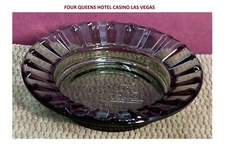 FOUR QUEENS HOTEL CASINO LAS VEGAS CIGARETTE CLEAR GLASS  ASHTRAY