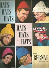 Knit Crochet Patterns Vintage 1960s Bernat Hat Caps Hoods Scarf P87