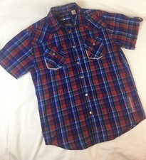 Jack Jones Apparel Plaid SS Shirt Embroidered Back EUC