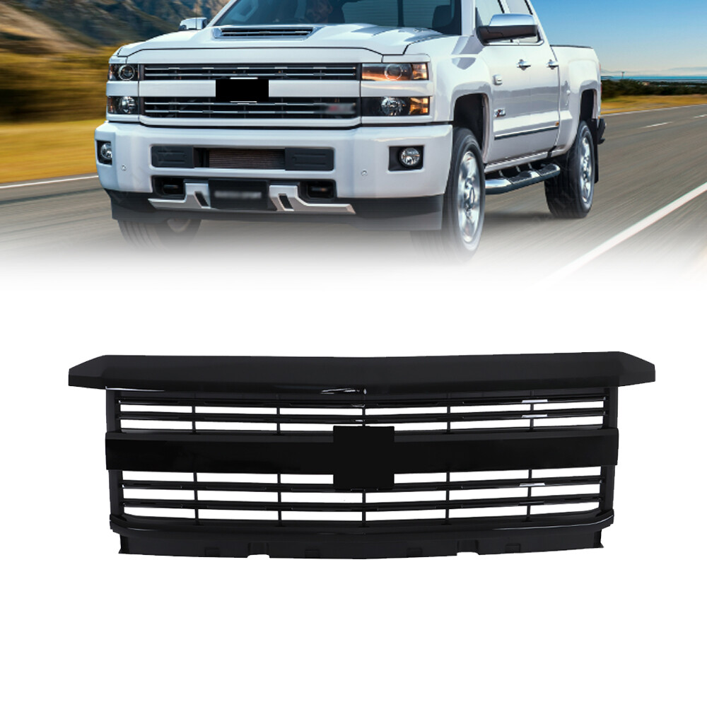Black Front Grille Assembly For Chevrolet Silverado 2500 HD 2015