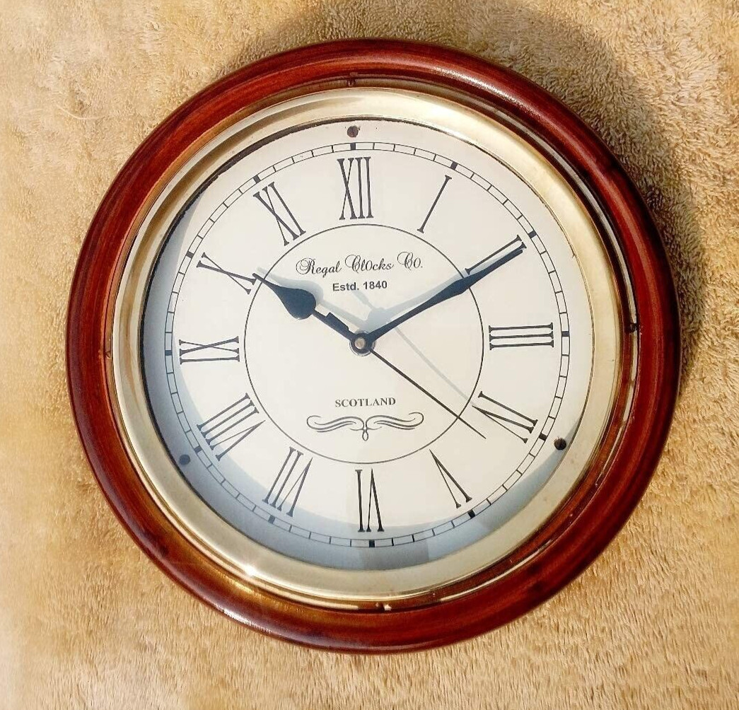 Designer Wooden Wall Clock 40x40cm Brown Antique Theme Big Size Wall Clock Gift