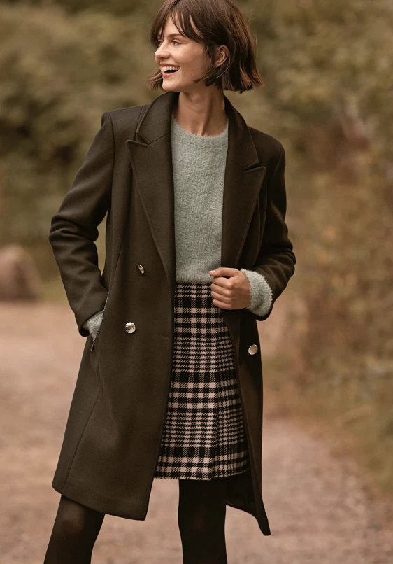Ladies black double breasted coat discount