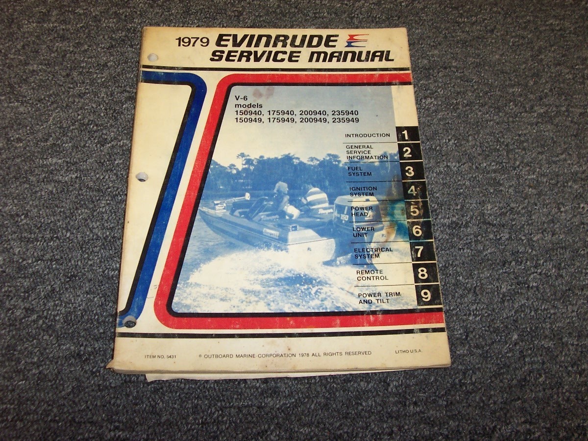1979 Evinrude 150 175 200 235 HP V6 V-6 Motor Shop Service Repair