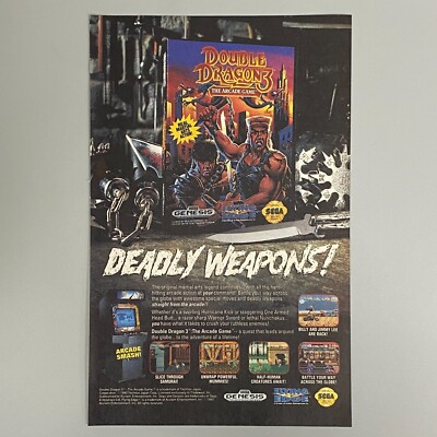 Double Dragon 3 The Arkade Spiel Sega Genesis 1993 Vintage Retro Werbung