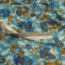 Sanskriti Vintage Blue Sarees Printed Blend Georgette Sari 5Yd Soft Craft Fabric