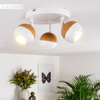 Plafonnier Suspendu Hofstein 3 Spots En Bois - Style Moderne - Noir/marron Et Blanc - Pour Salon, Couloir, Chambre