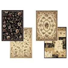 Transitional Floral Area Rug 5x7 Casual Vines Scrolls Carpet - Actual 5'2"x7'2"