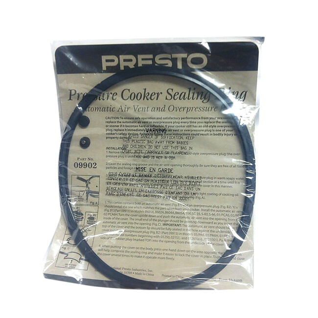 Presto 09902 9902 Pressure Cooker Sealing Ring Gasket & Auto Air Vent & Plug