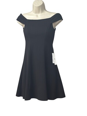 Teeze Me Juniors' Off-The-Shoulder Party Dress, Black, Sz. 13
