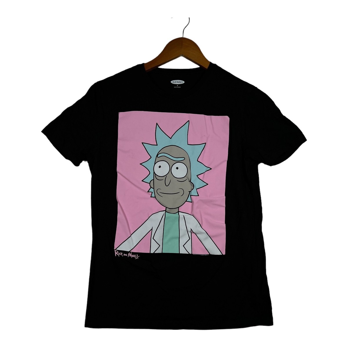 Rick and Morty Cartoon Network Big Brain Box Black Pink Streetwear T-Shirt S