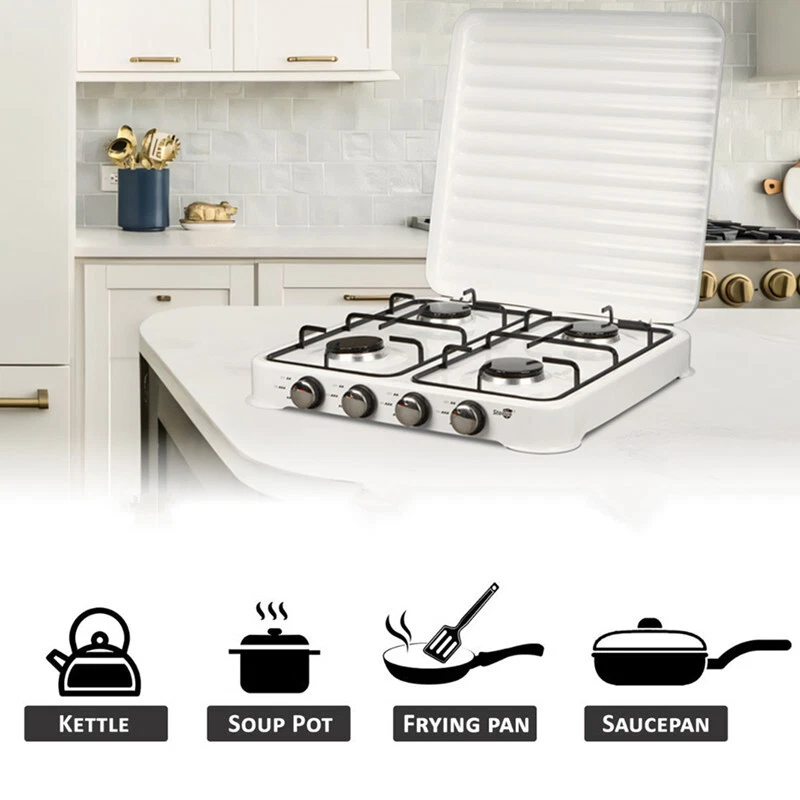 Portable Gas Stove 4 Burner Desktop Cooker Outdoor Camping Caravan Cooktop LPG - Picture 4 of 15