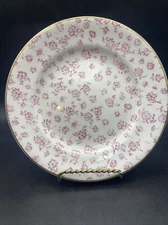 Antique 1850s Sampson Bridgwood & Sons 7 1/2” Purple Floral Bread Plate G3-6